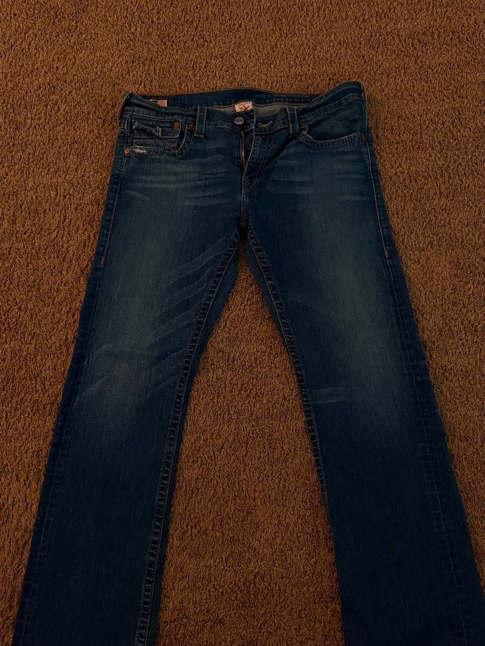 True Religion Men's Relaxed Dark Blue Jeans